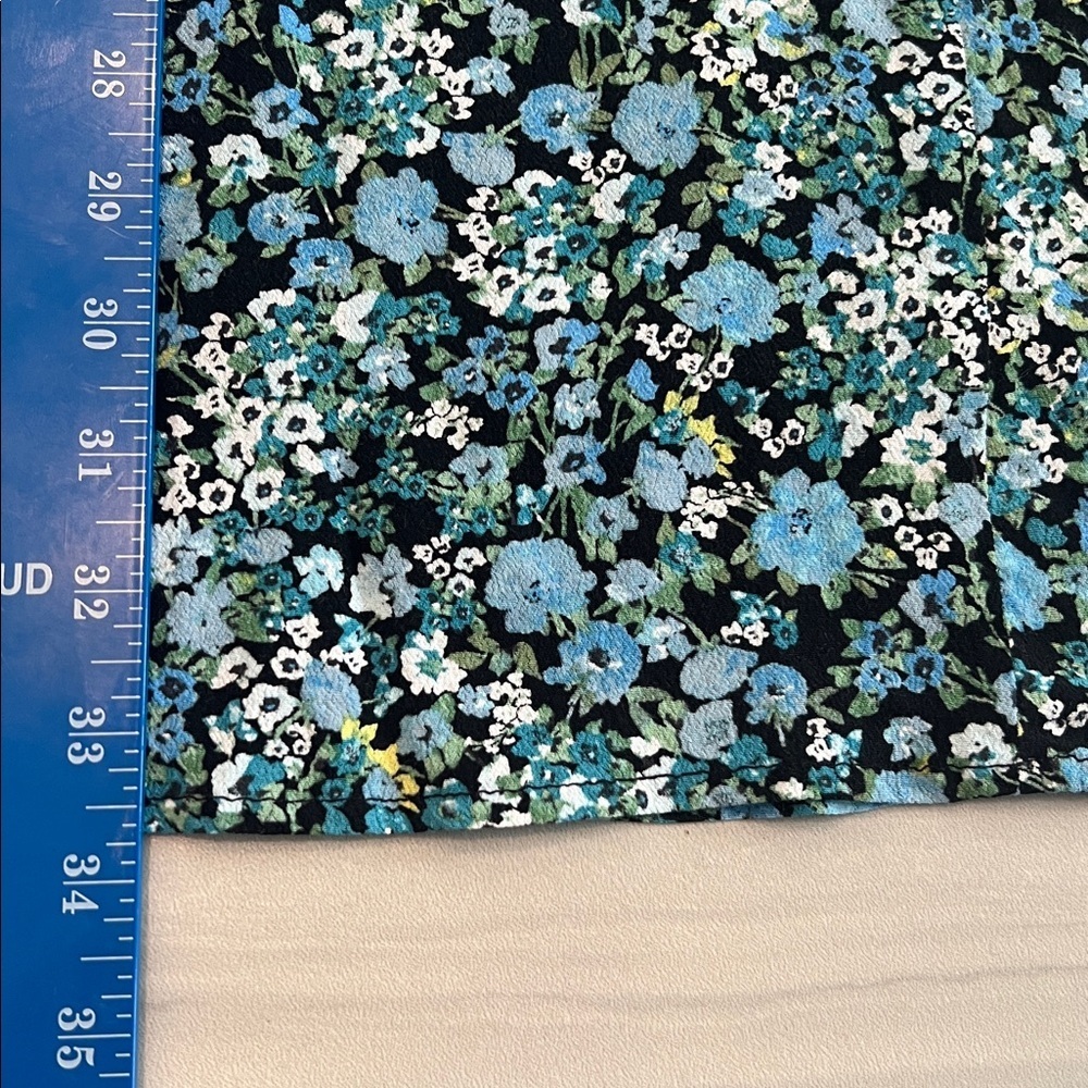 LOFT Black and Blue Floral V-Neck Sleeveless Dress with Tie - Size XS - Picture 6 of 8